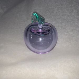 VTG Bohemia Clear Art Glass APPLE Hand Blown Lead Crystal Paperweight